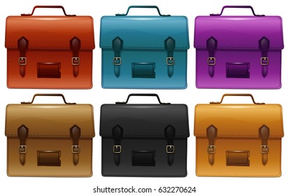 Suitcases in six different colors illustration