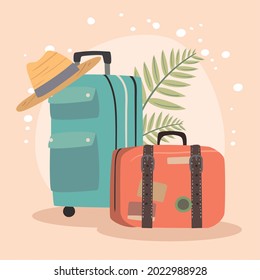 suitcases and summer hat icons
