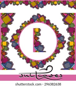Suitcases theme.
Abstract composition of the product for the transportation of personal effects and clothing - traveling.