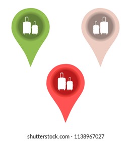 Suitcases for travel. Summer time, vacation. Leisure logo.