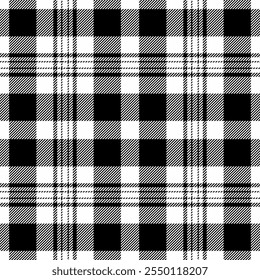 Suite background plaid fabric, furniture texture vector seamless. Industry textile check pattern tartan in white and black colors palette.