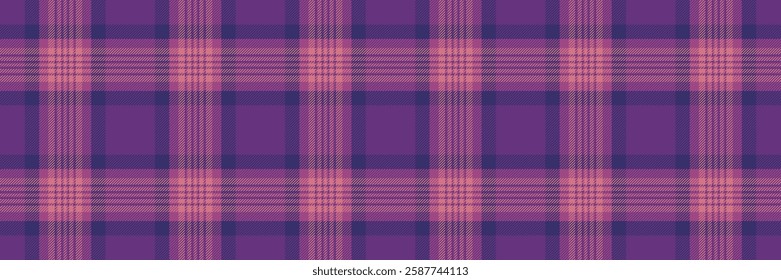 Suite background vector seamless, december check pattern texture. Mexico tartan textile plaid fabric in violet and pink colors palette.