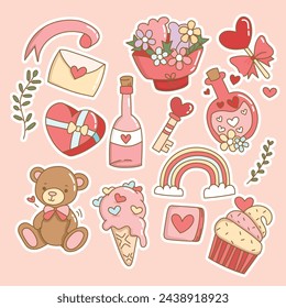 A Suite of Valentine's Day Stickers for Digital Art, Planners, and Decorative Use