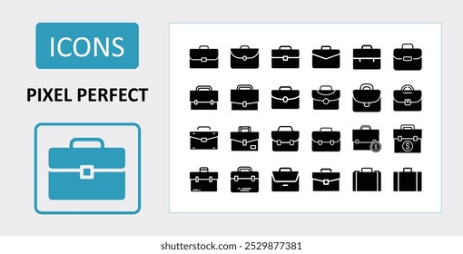 Suitecase and briefcase icon pack vector