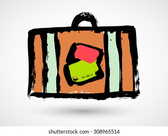 Suitecase. Grunge flat icon on white background. Vector illustration.