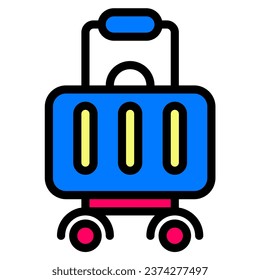 suitecase icon or logo illustration filled outline color style. Summer icons color style