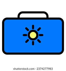 suitecase icon or logo illustration filled outline color style. Summer icons color style