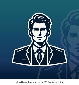 Suited businessman CEO leader entrepreneur, professional manager, executive director, exuding professionalism. Silhouette illustration vector logo. Suitable for brand, business, icon, clipart. print