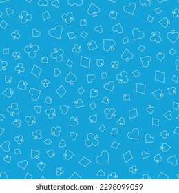 Suits Card Signs Seamless Pattern Background. Vector illustration. Hearts, Diamonds, Spades and Clubs.