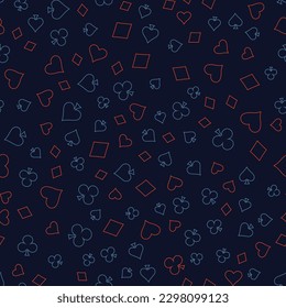 Suits Card Signs Seamless Pattern Background. Vector illustration. Hearts, Diamonds, Spades and Clubs.