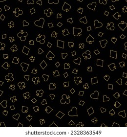 Suits Card Signs Seamless Pattern Background. Vector illustration. Hearts, Diamonds, Spades and Clubs.
