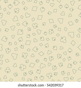 Suits Card Signs Seamless Pattern Background. Hearts, Diamonds, Spades and Clubs.