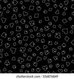 Suits Card Signs Seamless Pattern Background. Hearts, Diamonds, Spades and Clubs.