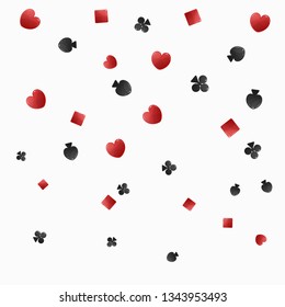 Suits of cards are falling. Vector illustration. Casino background.