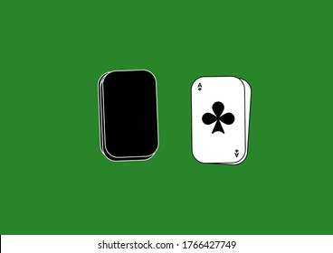 Suits of a deck of playing cards on the table. Peak. Chirva. Tambourine. Clubs Gaming casino. Gambling Place for text. Template. Poster. Billboard. Vector. Ace card. Trump card. Game rate.