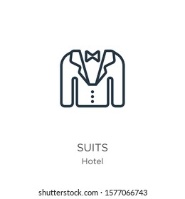 Suits icon. Thin linear suits outline icon isolated on white background from accommodation collection. Line vector sign, symbol for web and mobile