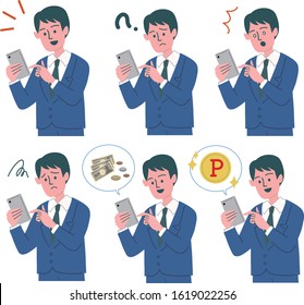 suits man businessman smartphone mobile phone