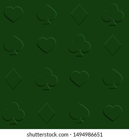 Suits of playing cards green pattern