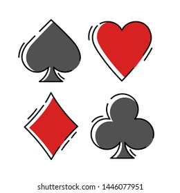 Suits of playing cards. Poker set, vector icons