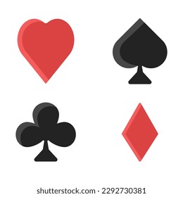 Suits of playing cards vector. Set of playing cards vector. Vector icon symbol of poker vector. Stylish modern symbols of suits of playing cards.