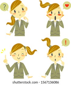 suits woman expression icon set