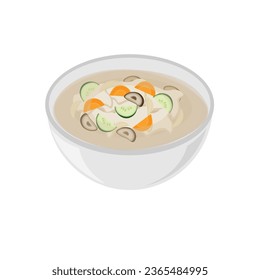 Sujebi Seafood Dumpling Soup Illustration Logo