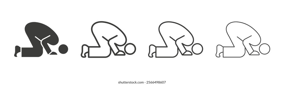 Sujud icon flat and linear vector illustration on white background.