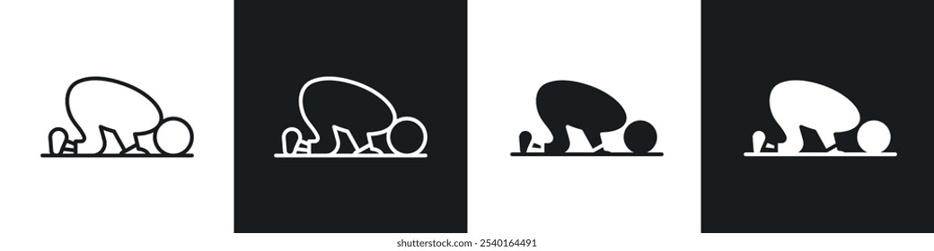 Conjunto de iconos de Sujud. Símbolos de Vector en colores blanco y negro.