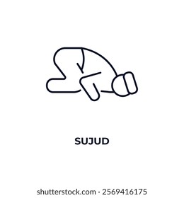 sujud outline icon. Linear vector from people concept. Thin line sujud icon isolated on white background