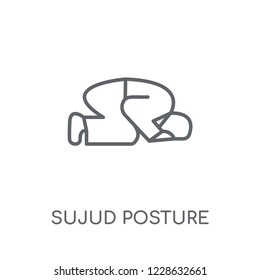 Sujud Posture linear icon. Modern outline Sujud Posture logo concept on white background from Religion-2 collection. Suitable for use on web apps, mobile apps and print media.