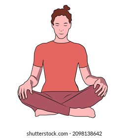 Sukhasana Easy Yoga Pose. A woman doing yoga vector picture