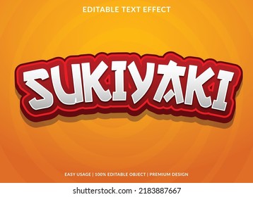 sukiyaki editable text effect template with abstract style background use for business logo and brand