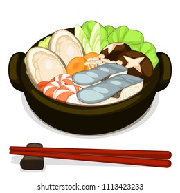 sukiyaki food (Japanese food) set. seafood sukiyaki.