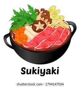 Sukiyaki Recipe Instant Pot Iilustration Vector.