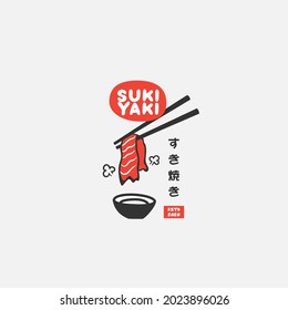 Sukiyaki and Shabu logo design vector template. Japanese text translation "Sukiyaki". Vector illustration.