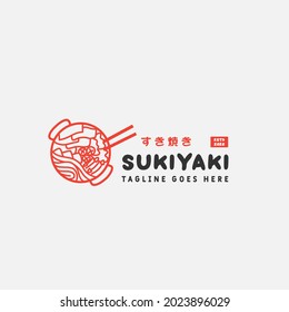 Sukiyaki and Shabu logo design vector template. Japanese text translation "Sukiyaki". Vector illustration.