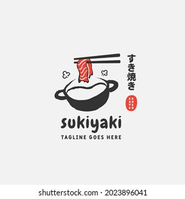Sukiyaki and Shabu logo design vector template. Japanese text translation "Sukiyaki". Vector illustration.