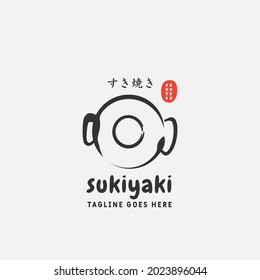 Sukiyaki and Shabu logo design vector template. Japanese text translation "Sukiyaki". Vector illustration.