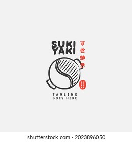 Sukiyaki and Shabu logo design vector template. Japanese text translation "Sukiyaki". Vector illustration.