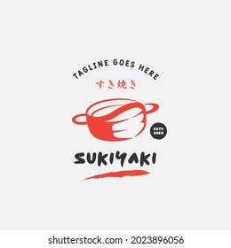 Sukiyaki and Shabu logo design vector template. Japanese text translation "Sukiyaki". Vector illustration.