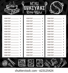 sukiyaki shabu objects menu