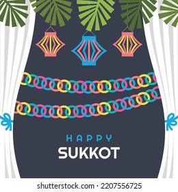 Plantilla de diseño de Sukkot. Feliz Cartel de Sukkot. 