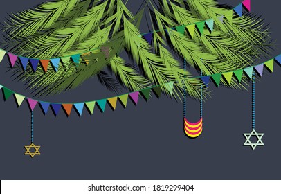 Sukkot israel's festival vector illustration , background.