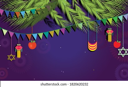 Sukkot israel's festival vector illustration , background.