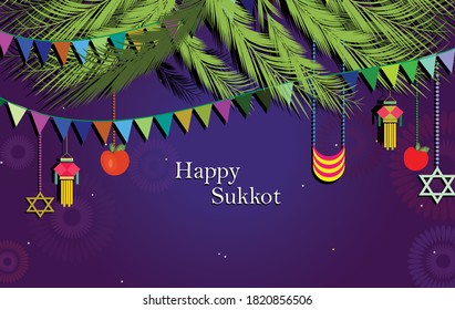 Sukkot israel's festival vector illustration , background.