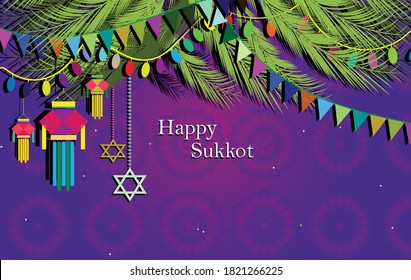 Sukkot israel's festival vector illustration , background.