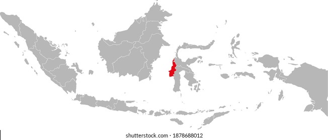 Sulawesi barat province isolated on indonesia map. Gray background. Business concepts and backgrounds.