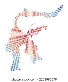 Sulawesi dotted map. Digital style shape of Sulawesi. Tech icon of the island with gradiented dots. Awesome vector illustration.