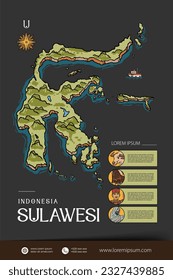 Sulawesi Indonesia maps illustration. Indonesia Island design layout