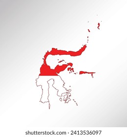 Sulawesi islands map flag vector illustration. The map of Sulawesi with the flag of Indonesia.